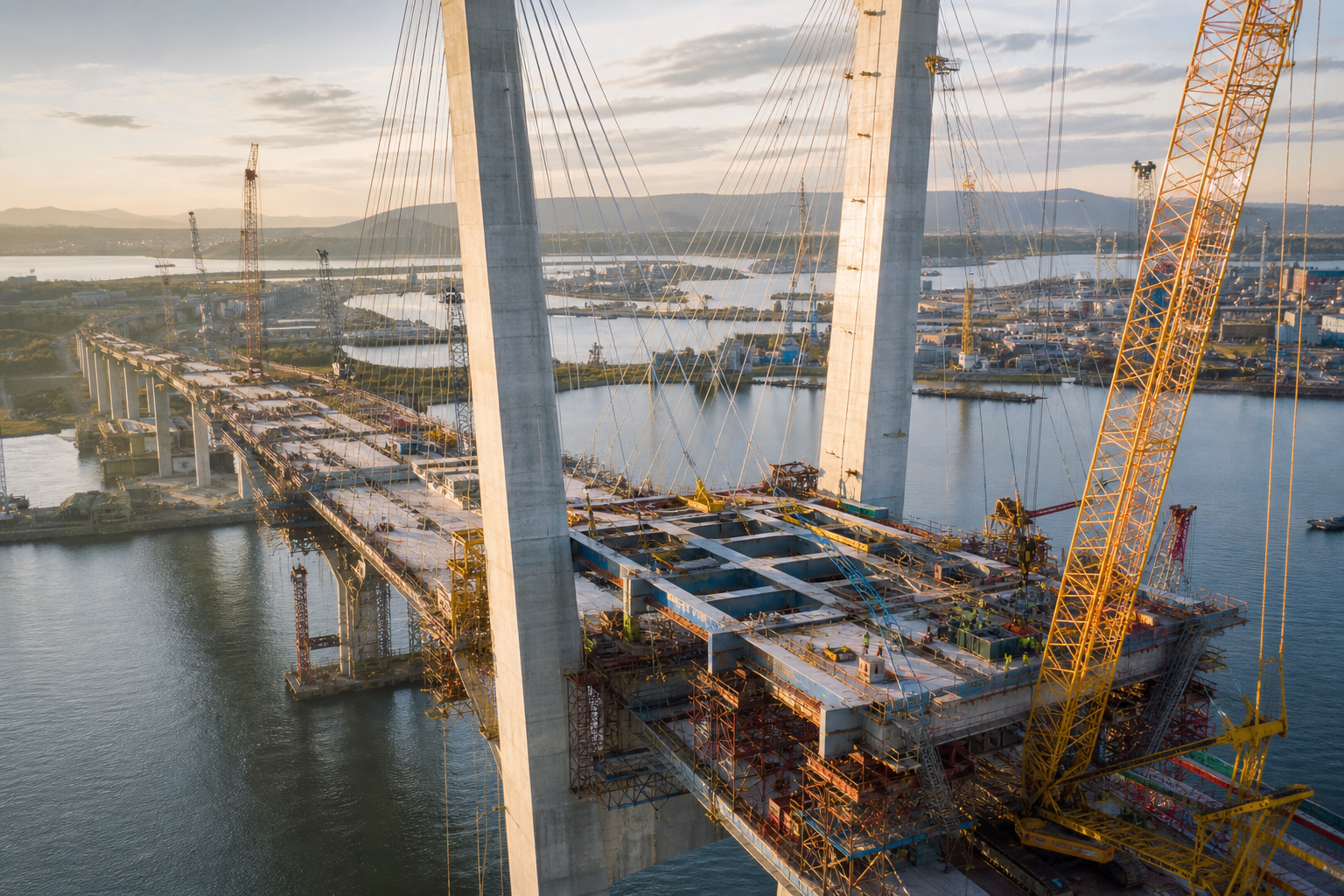 Aerial view of a major infrastructure project under construction